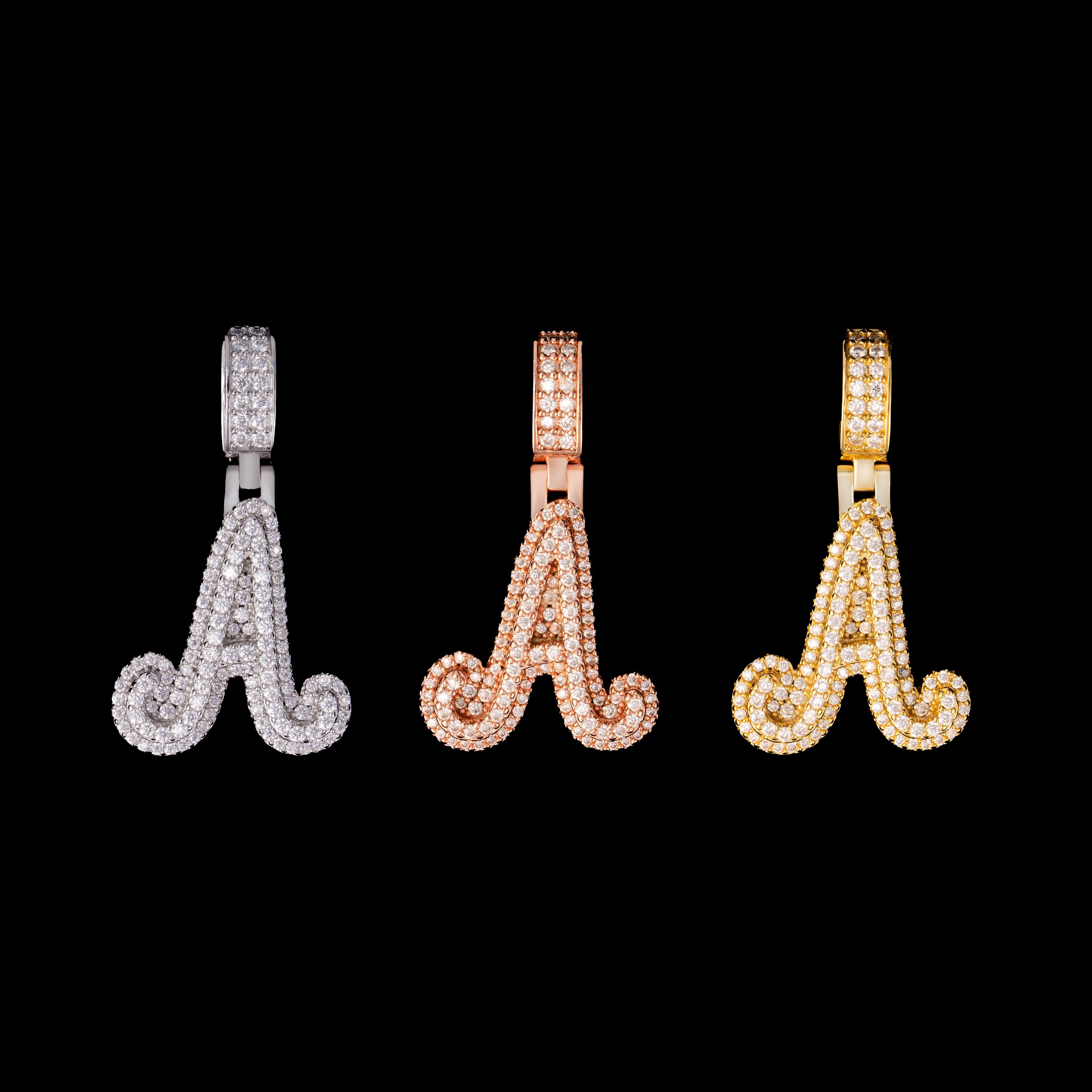 Iced Out Initial Pendant – Moissanite Letter Pendant – alternate product view 5