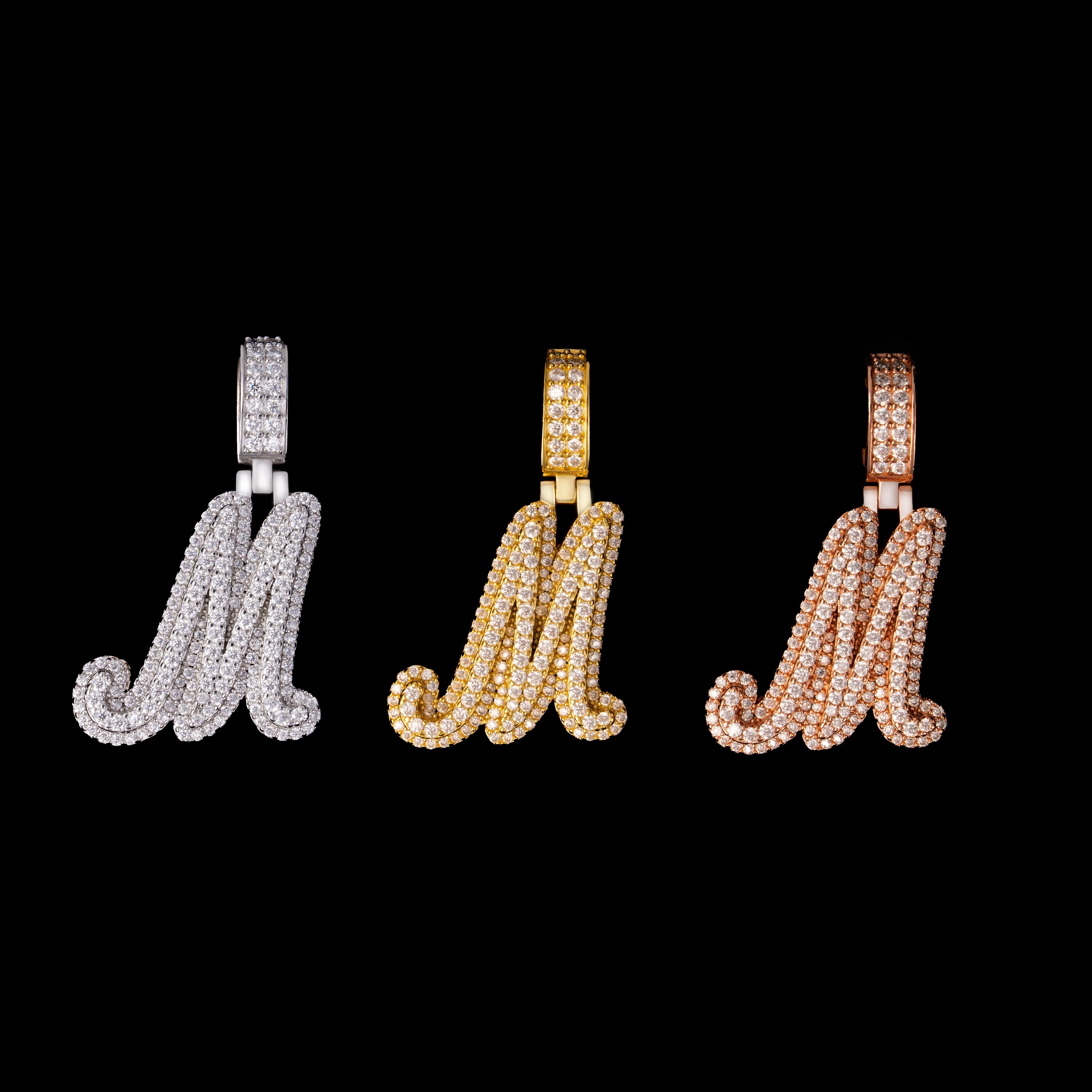 Iced Out Initial Pendant – Moissanite Letter Pendant – alternate product view 6