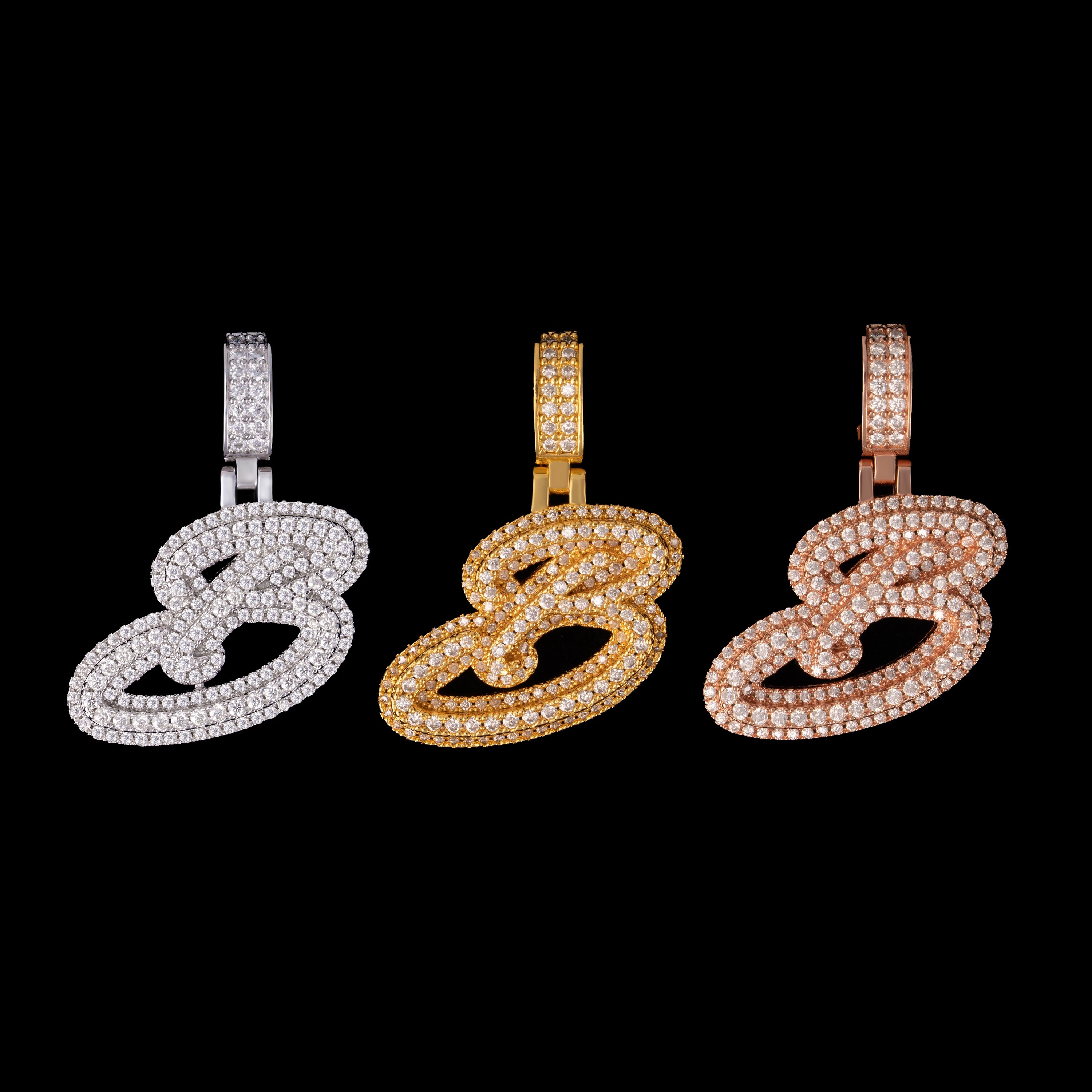 Iced Out Initial Pendant – Moissanite Letter Pendant – alternate product view 7