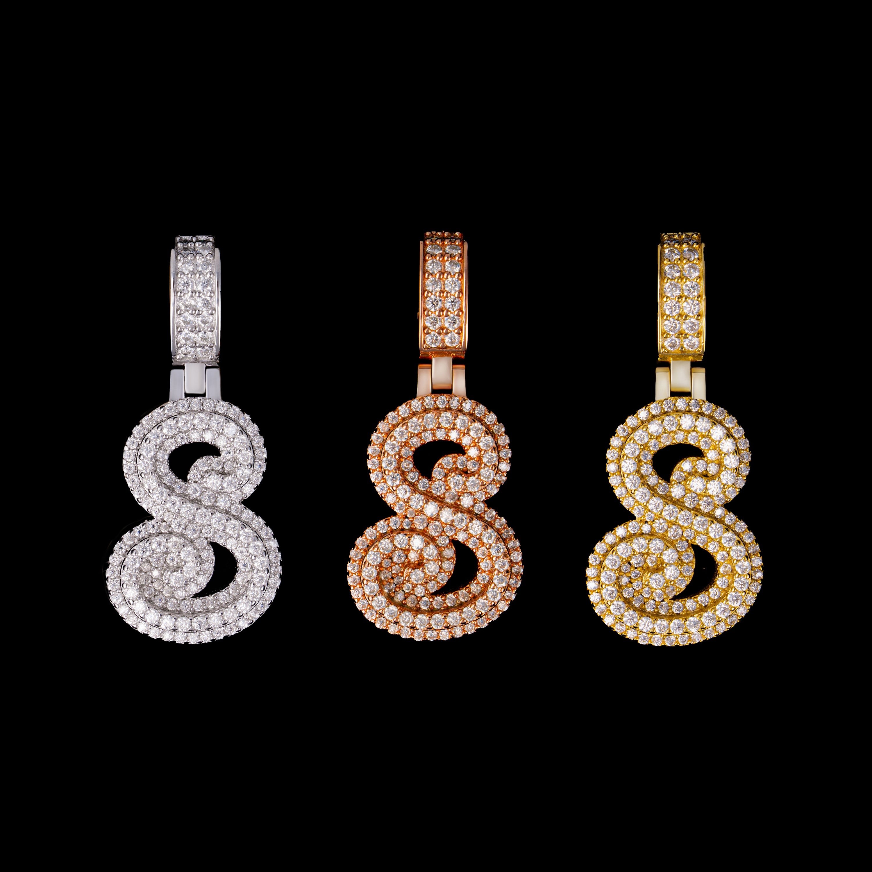 Iced Out Initial Pendant – Moissanite Letter Pendant – alternate product view 8