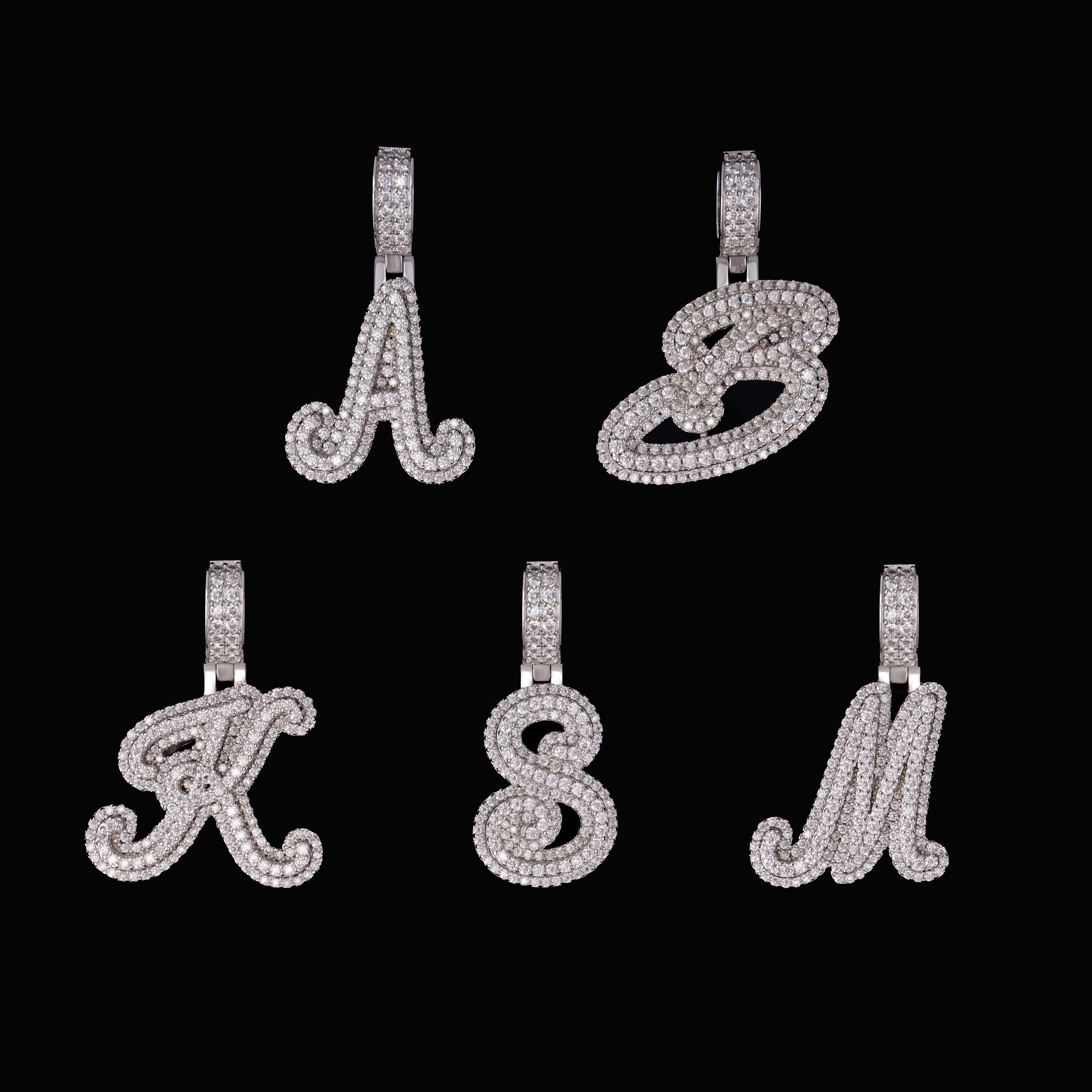 Iced Out Initial Pendant – Moissanite Letter Pendant – alternate product view 3