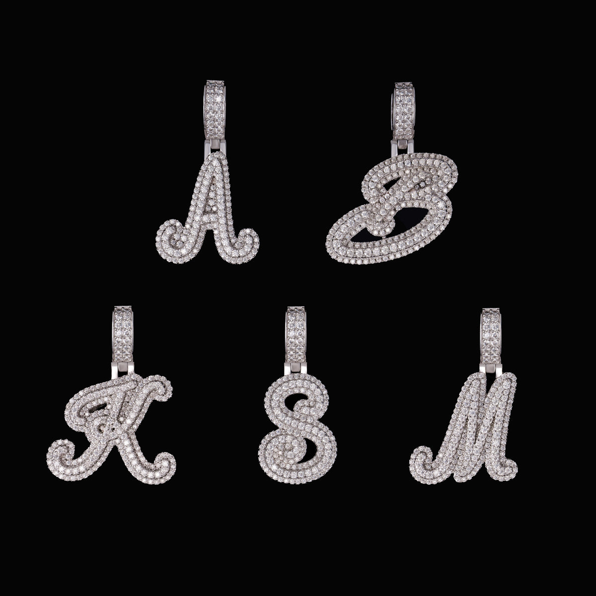 Iced Out Initial Pendant – Moissanite Letter Pendant – alternate product view 3