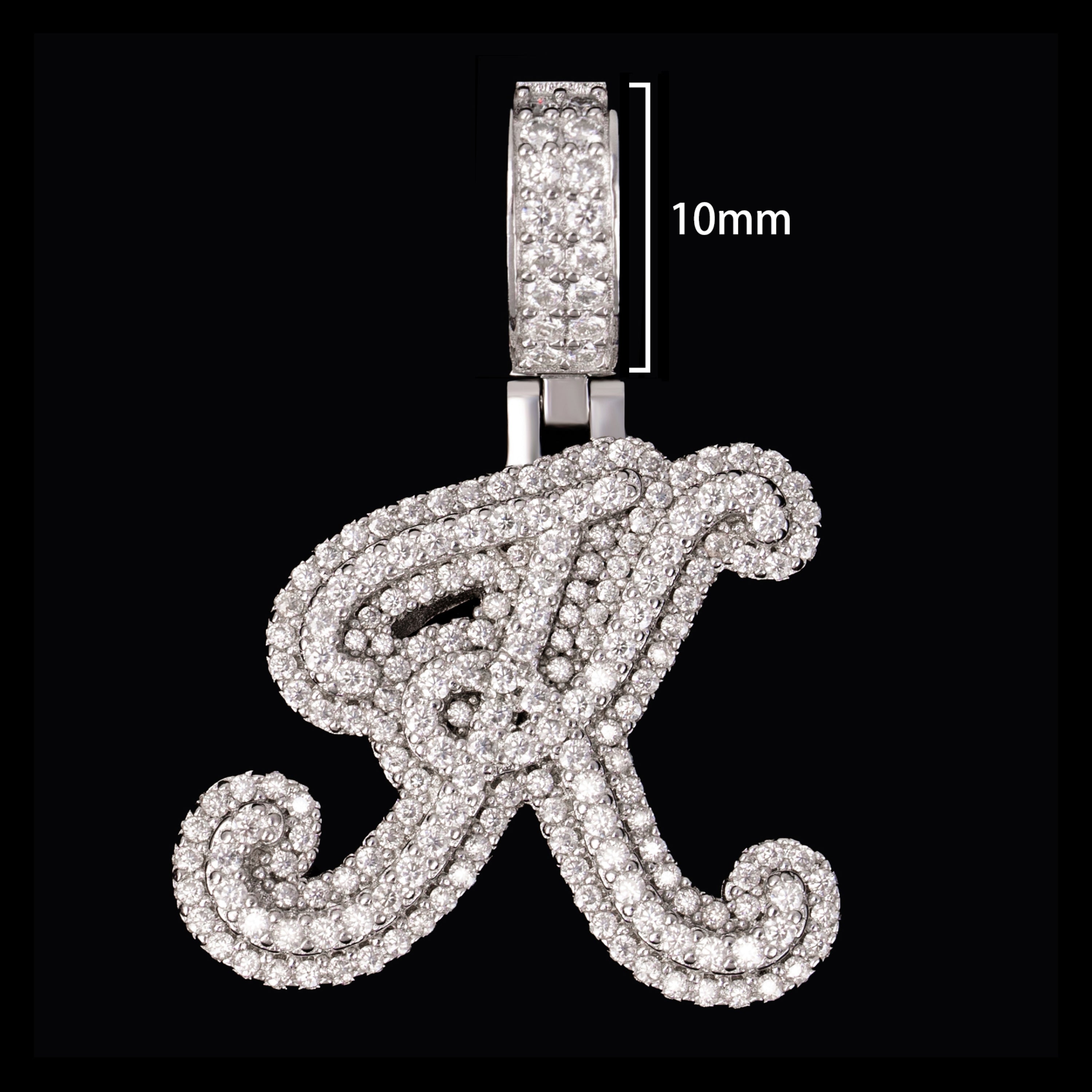 Iced Out Initial Pendant – Moissanite Letter Pendant – alternate product view 10