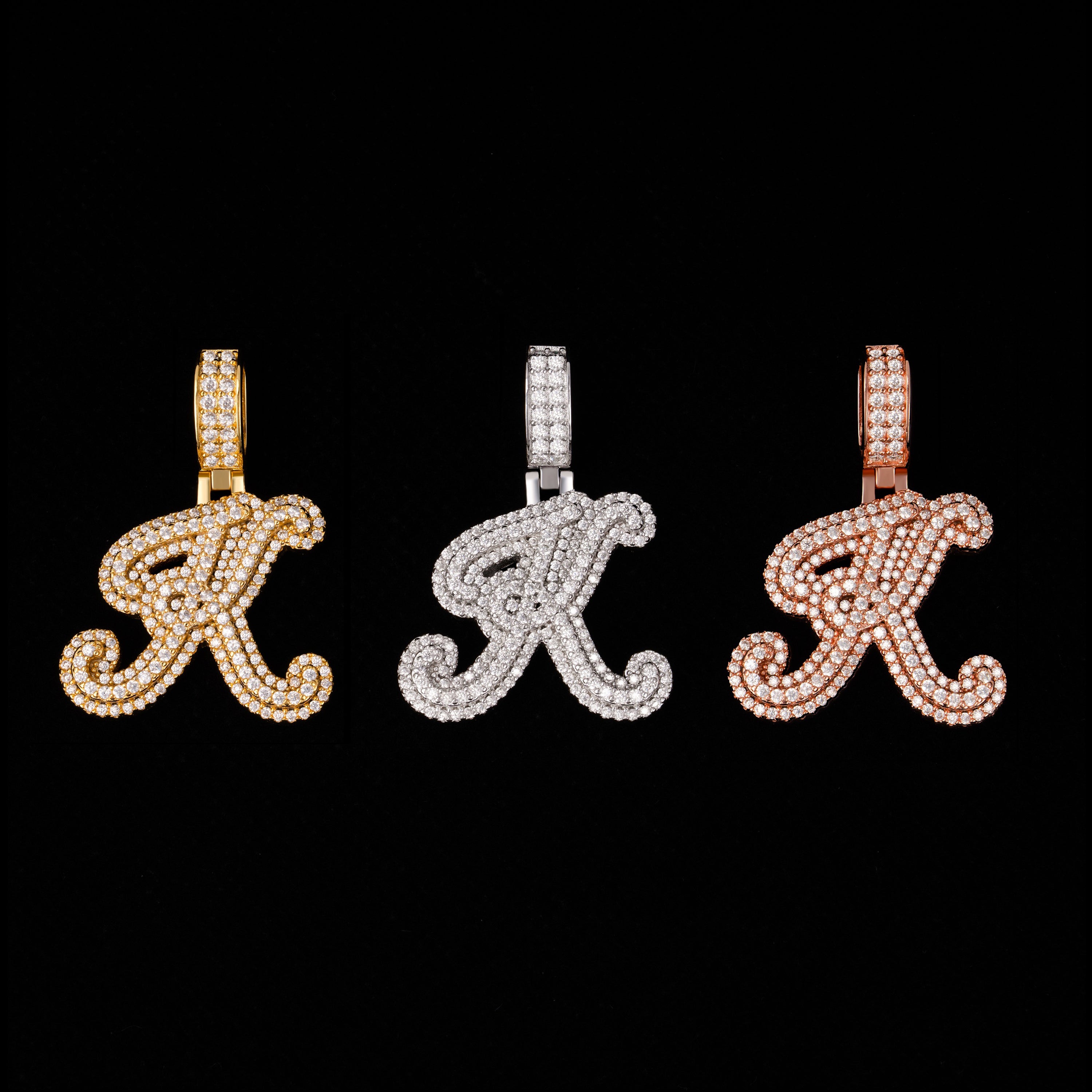 Iced Out Initial Pendant – Moissanite Letter Pendant – alternate product view 4