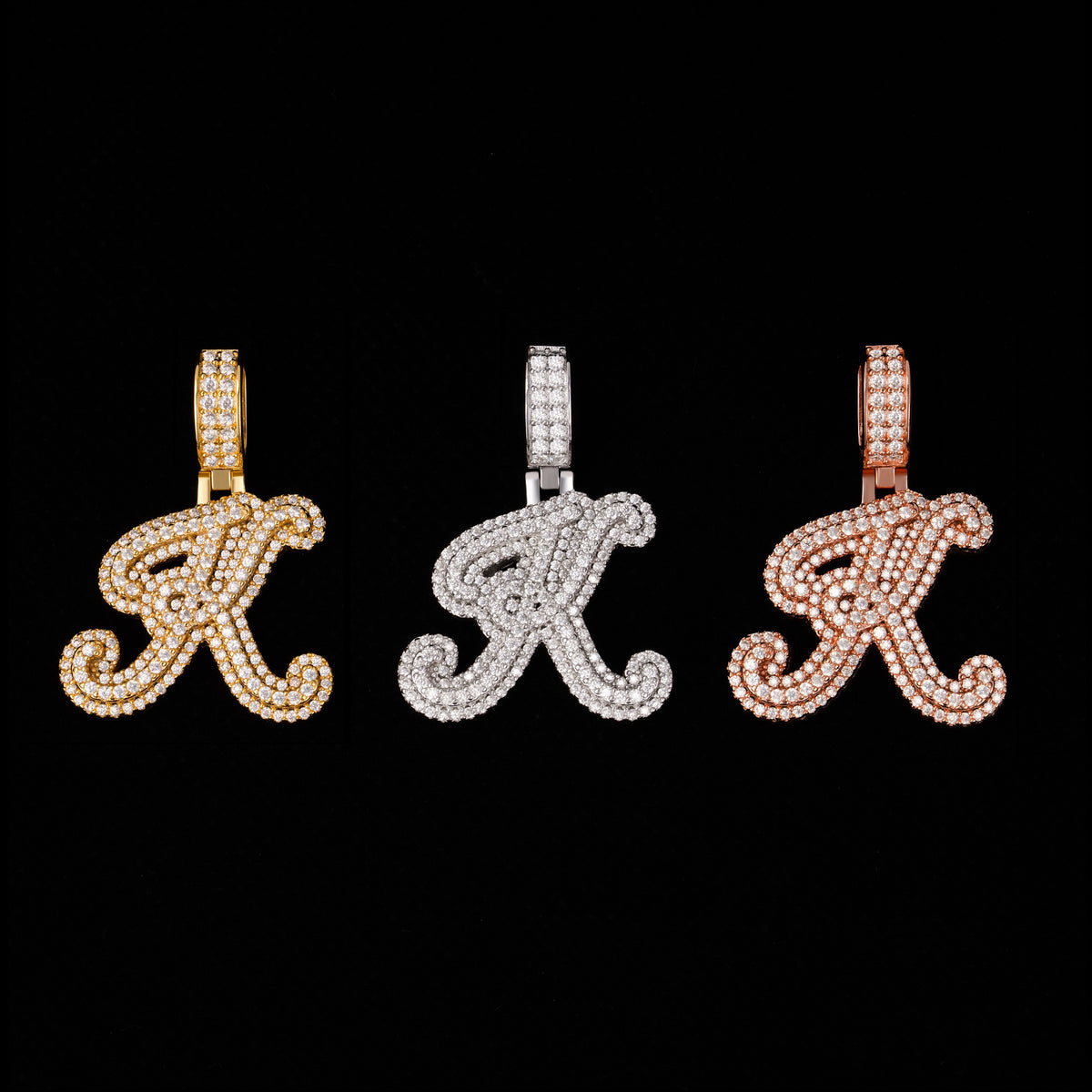 Iced Out Initial Pendant – Moissanite Letter Pendant – alternate product view 4