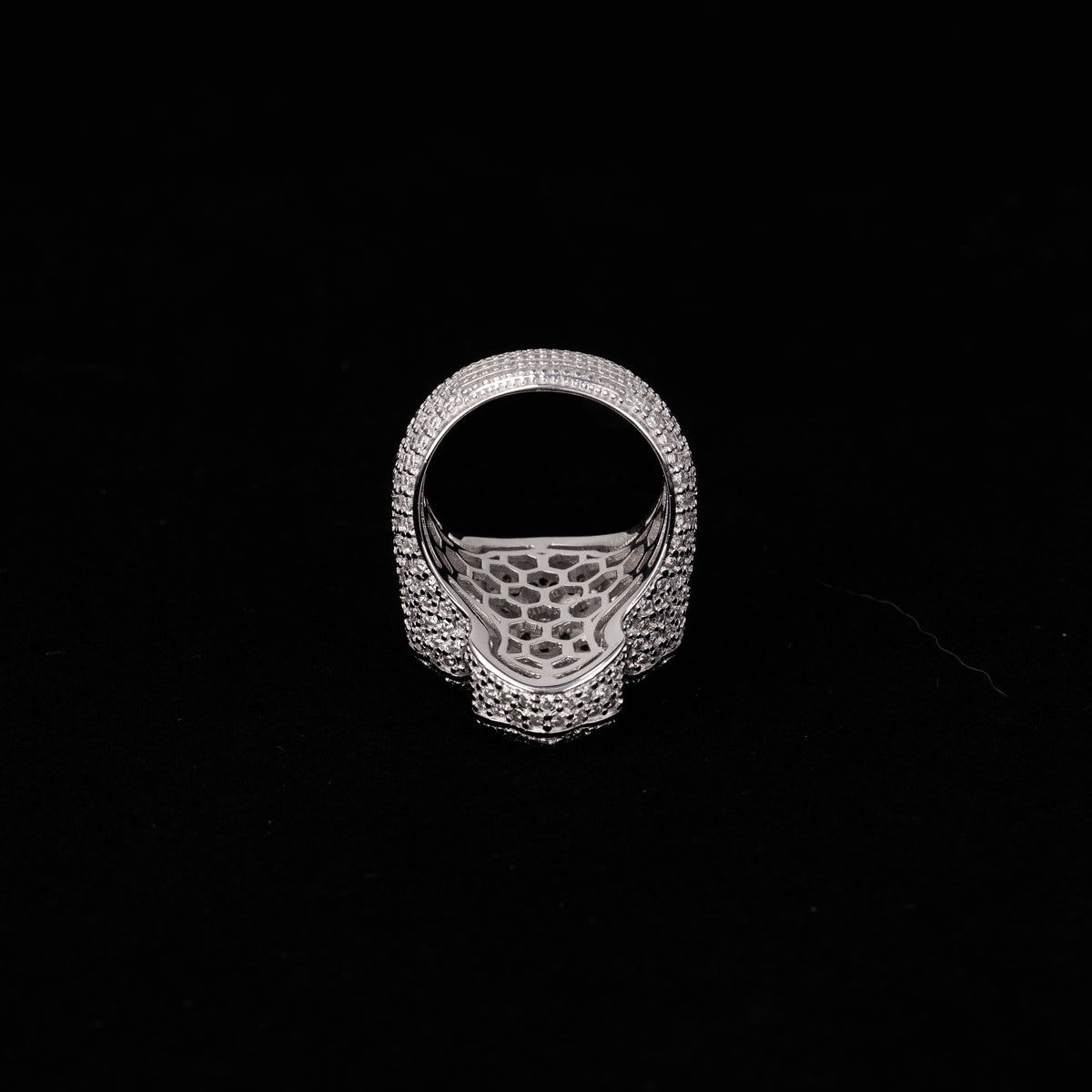 Iced Out Cross Baguette Moissanite Ring VVS Pavé Statement Ring – alternate product view 4