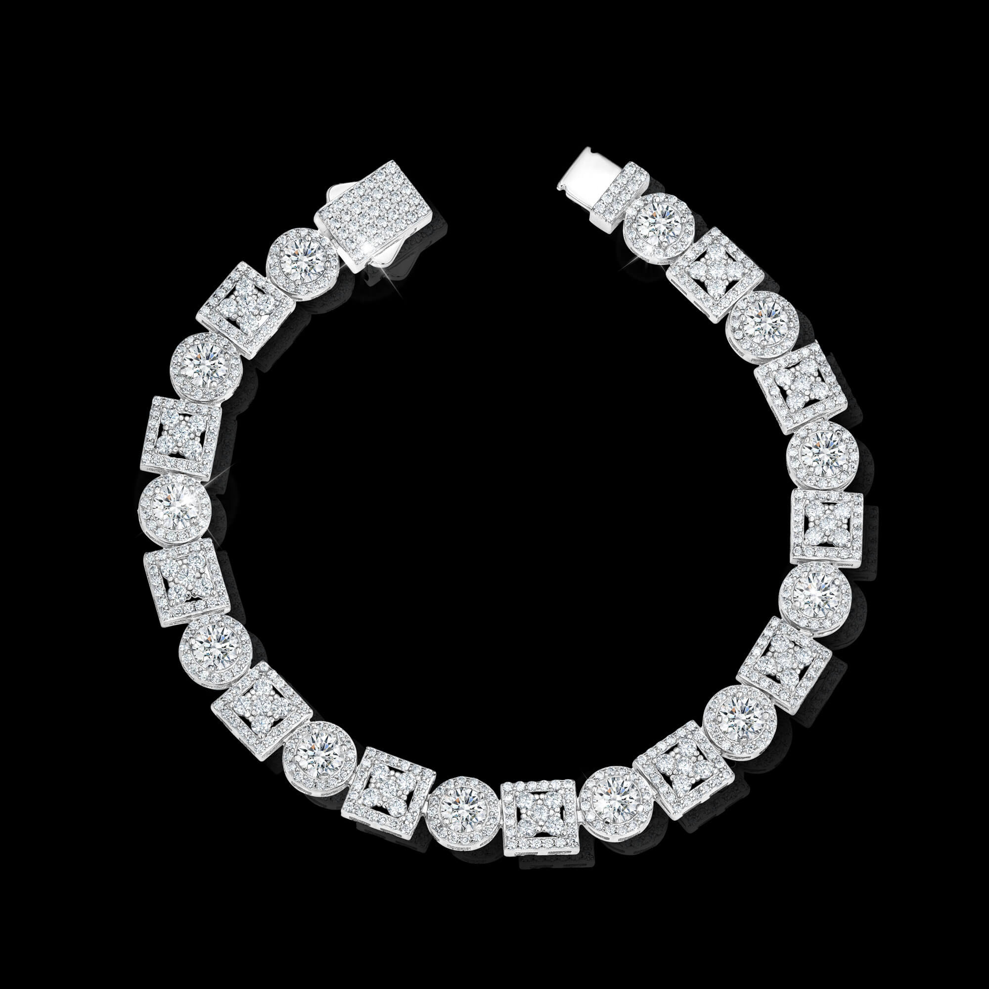 Round Square VVS Moissanite Tennis Bracelet by Sommarnox