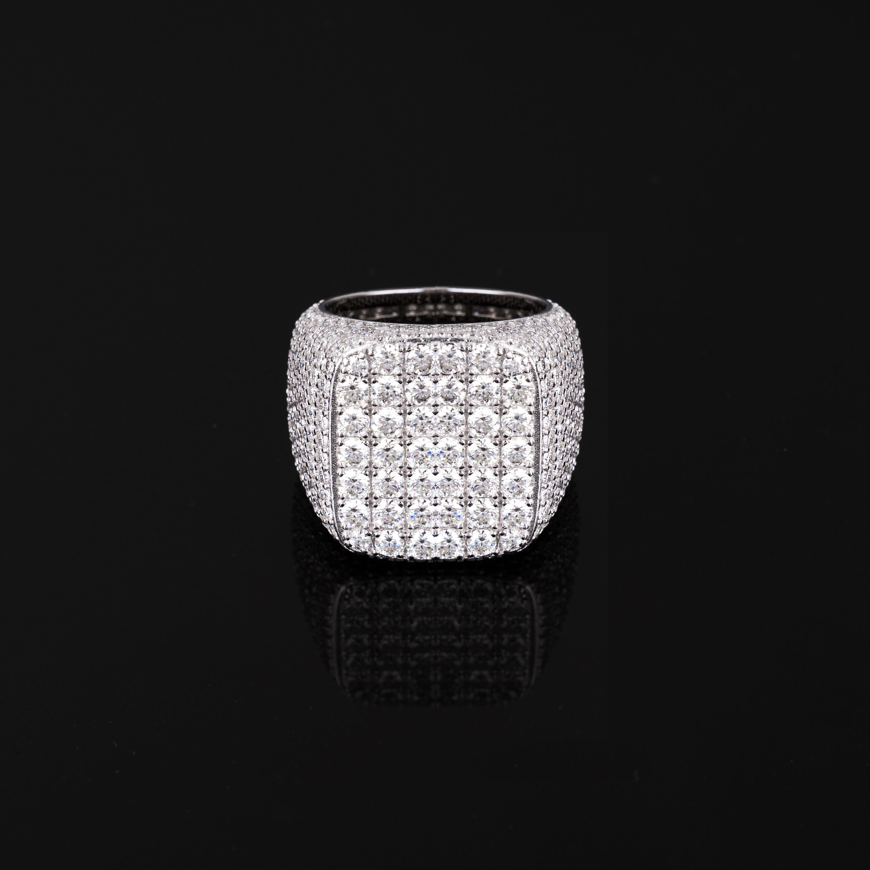 Iced Out Square Moissanite Ring VVS Round Cut Pavé Statement Ring – alternate product view 3