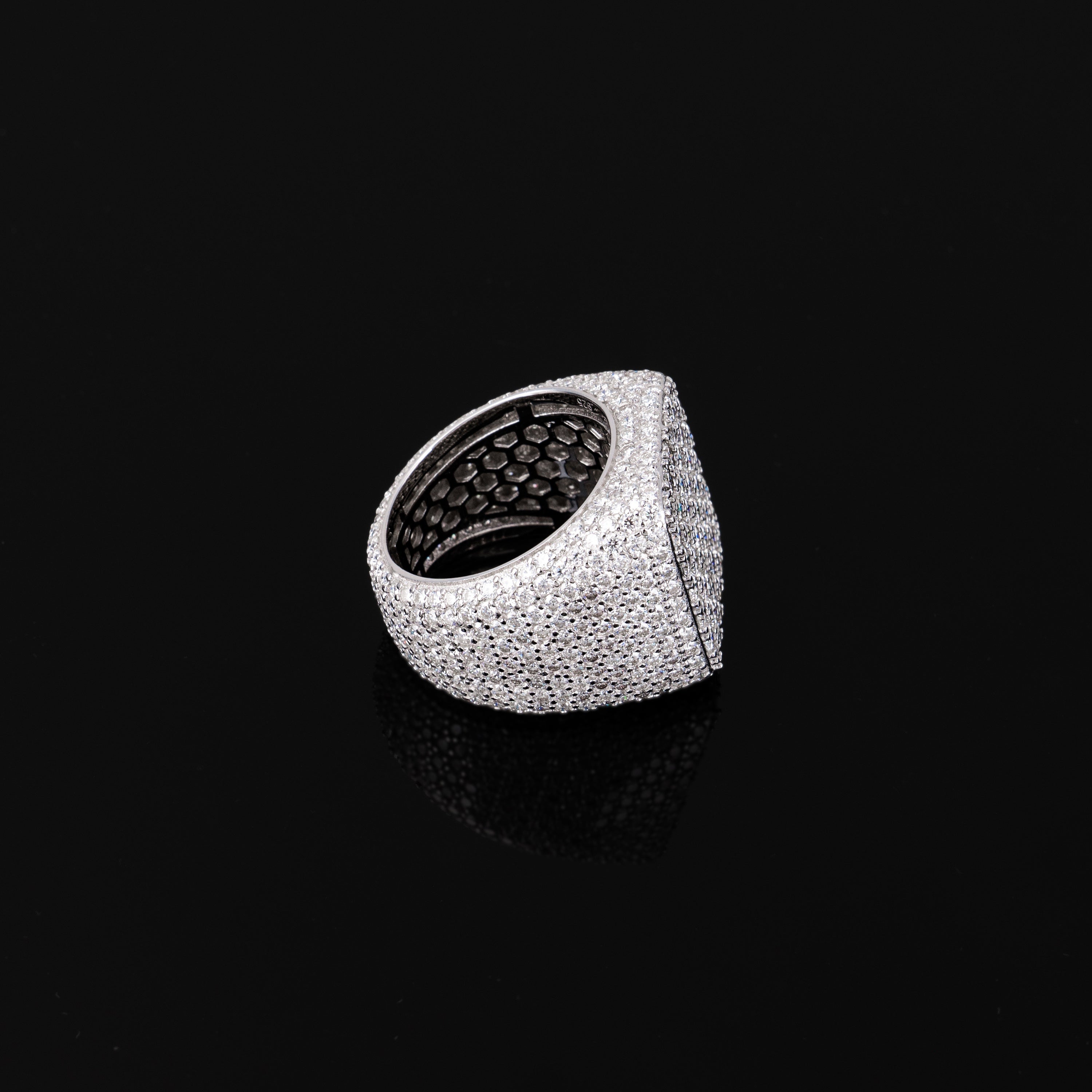 Iced Out Square Moissanite Ring VVS Round Cut Pavé Statement Ring – alternate product view 5