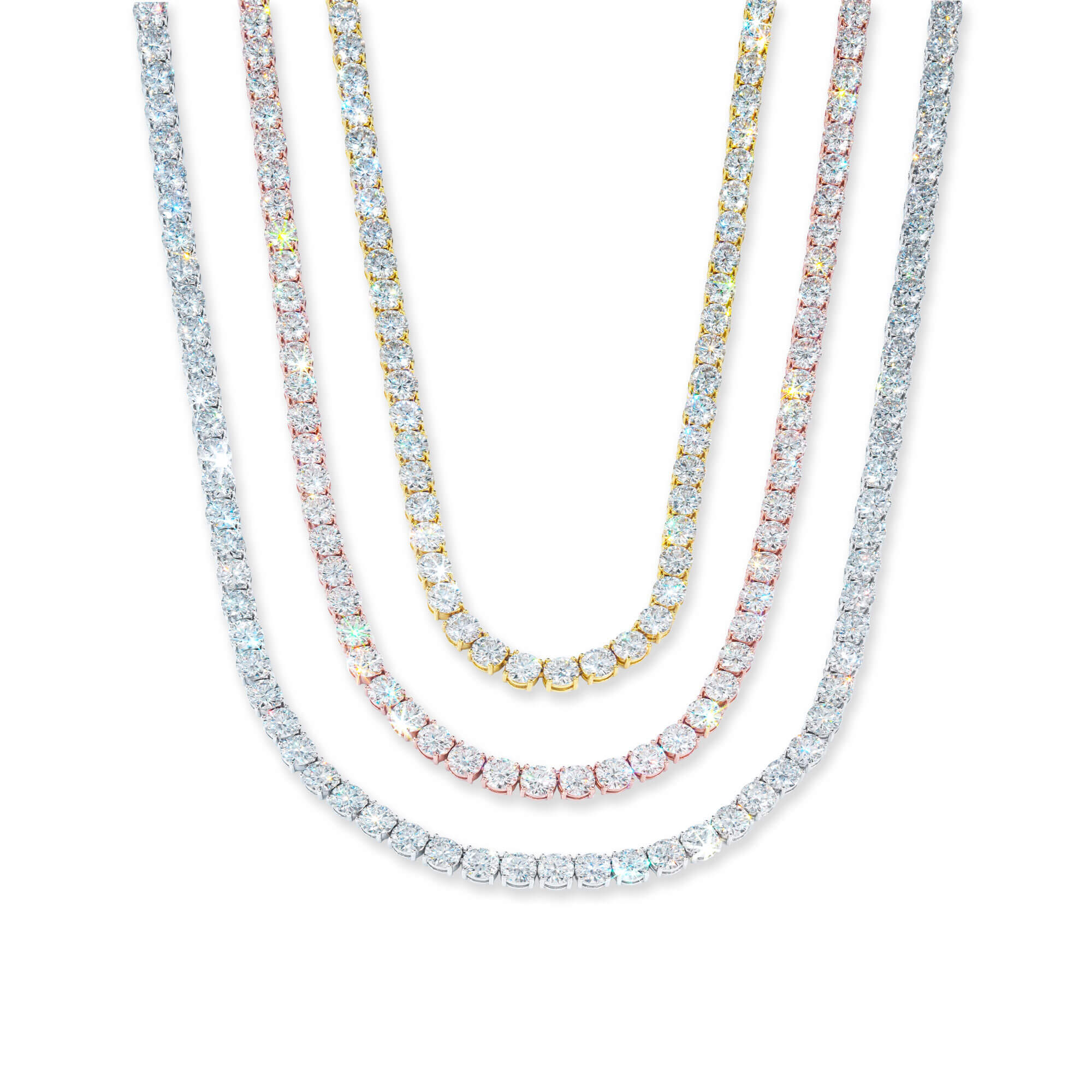 3MM 4MM 5MM 6.5MM Moissanite Tennis Chain Necklace – alternate product view 3