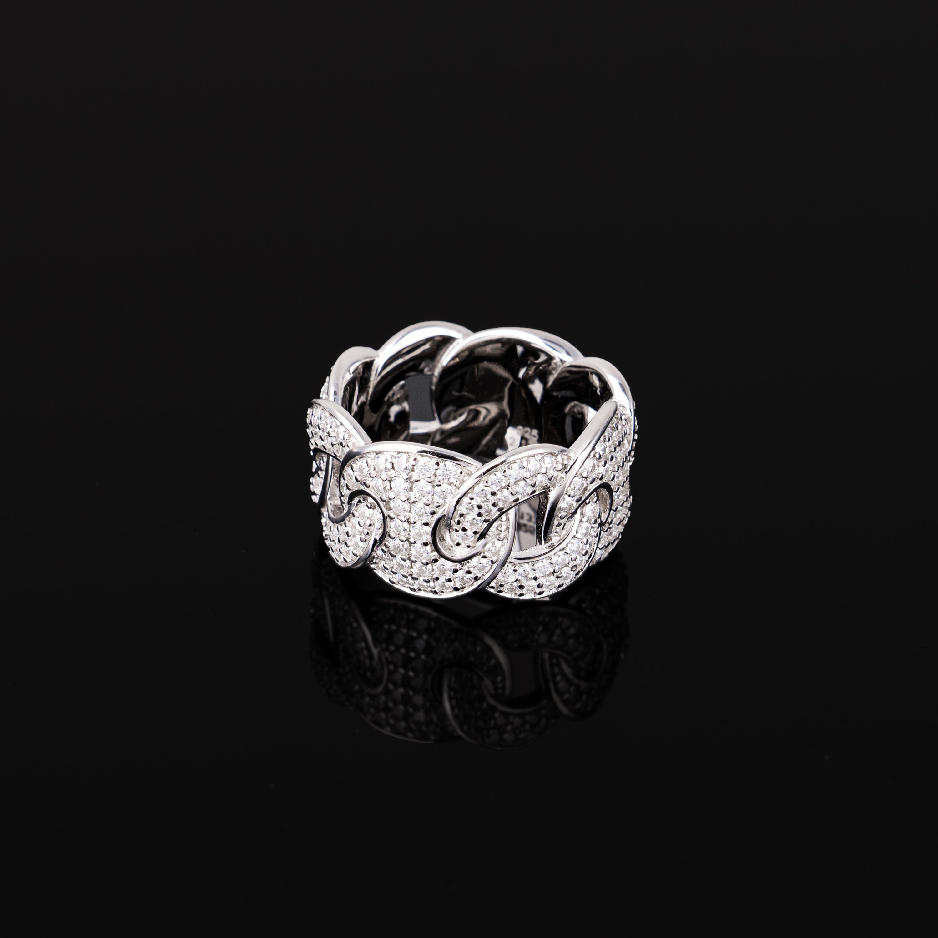 Cuban Chain Style Ring – Iced Out Moissanite Hip Hop Ring – alternate product view 3