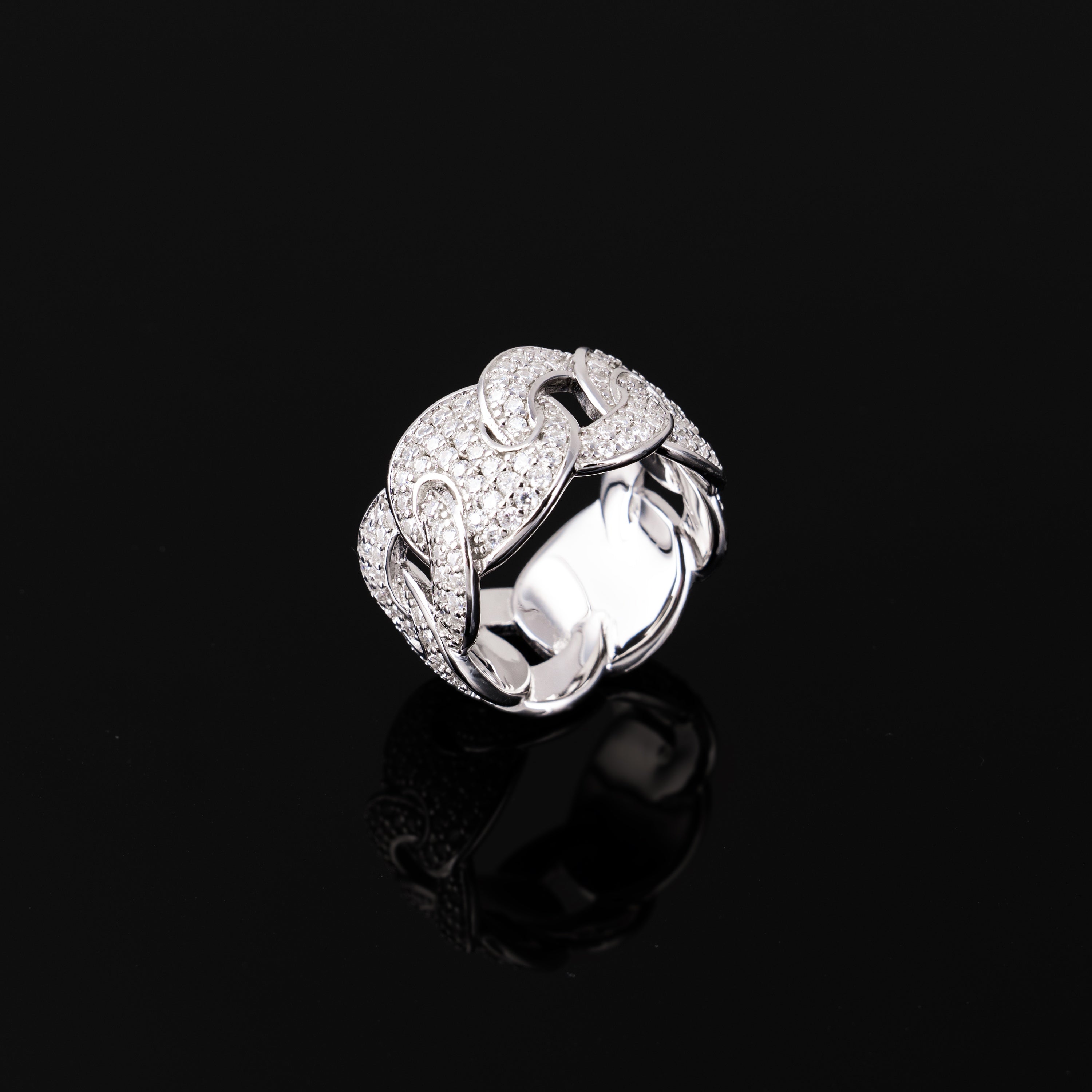Cuban Chain Style Ring – Iced Out Moissanite Hip Hop Ring – alternate product view 4