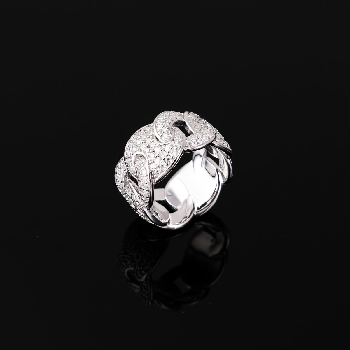 Cuban Chain Style Ring – Iced Out Moissanite Hip Hop Ring – alternate product view 4