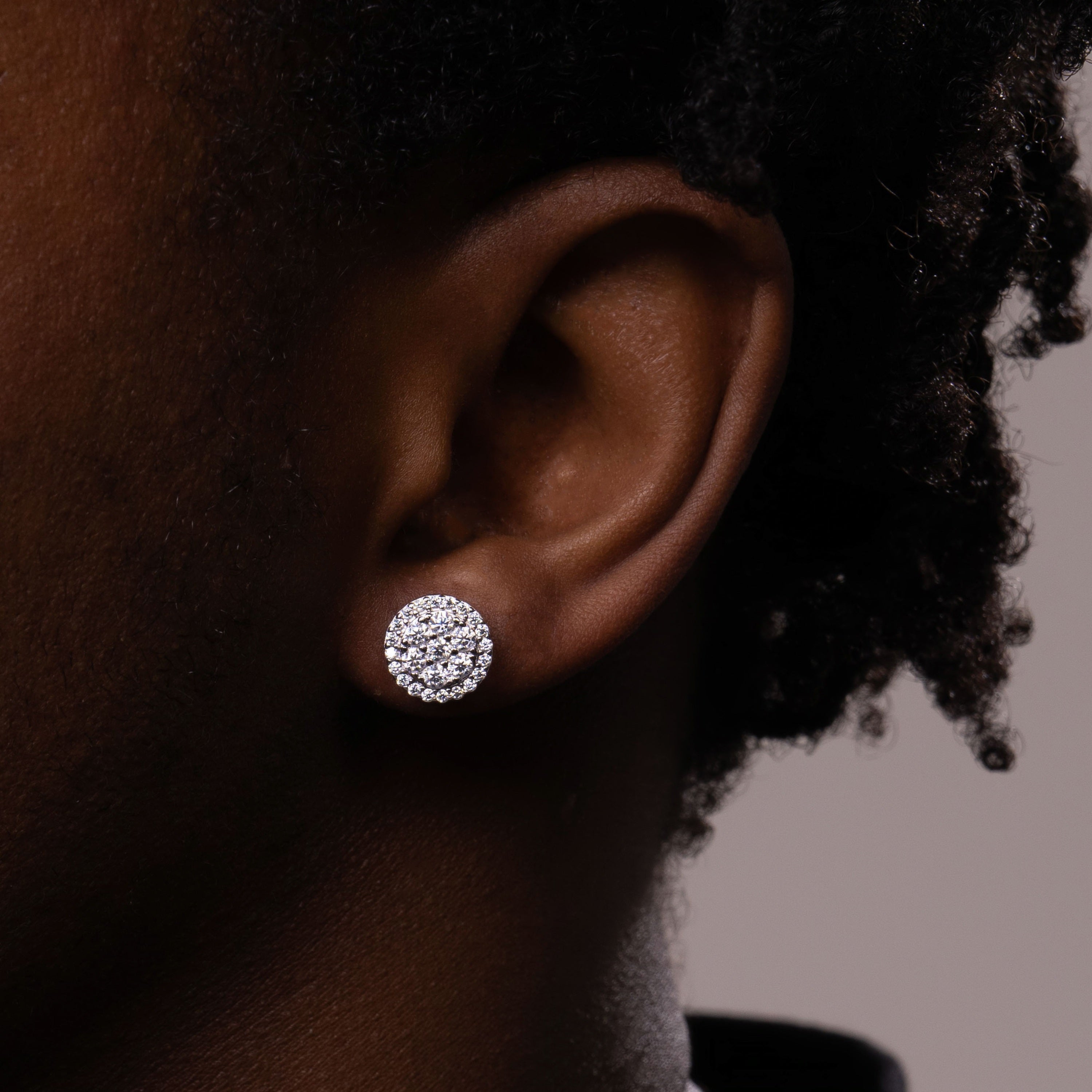 10MM Round Cluster Moissanite Stud Earrings VVS Halo Screw Back by Sommarnox