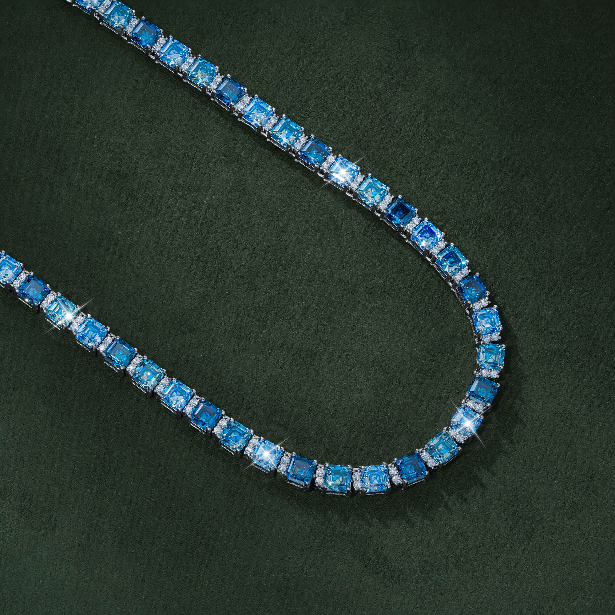 Blue VVS Moissanite Tennis Chain