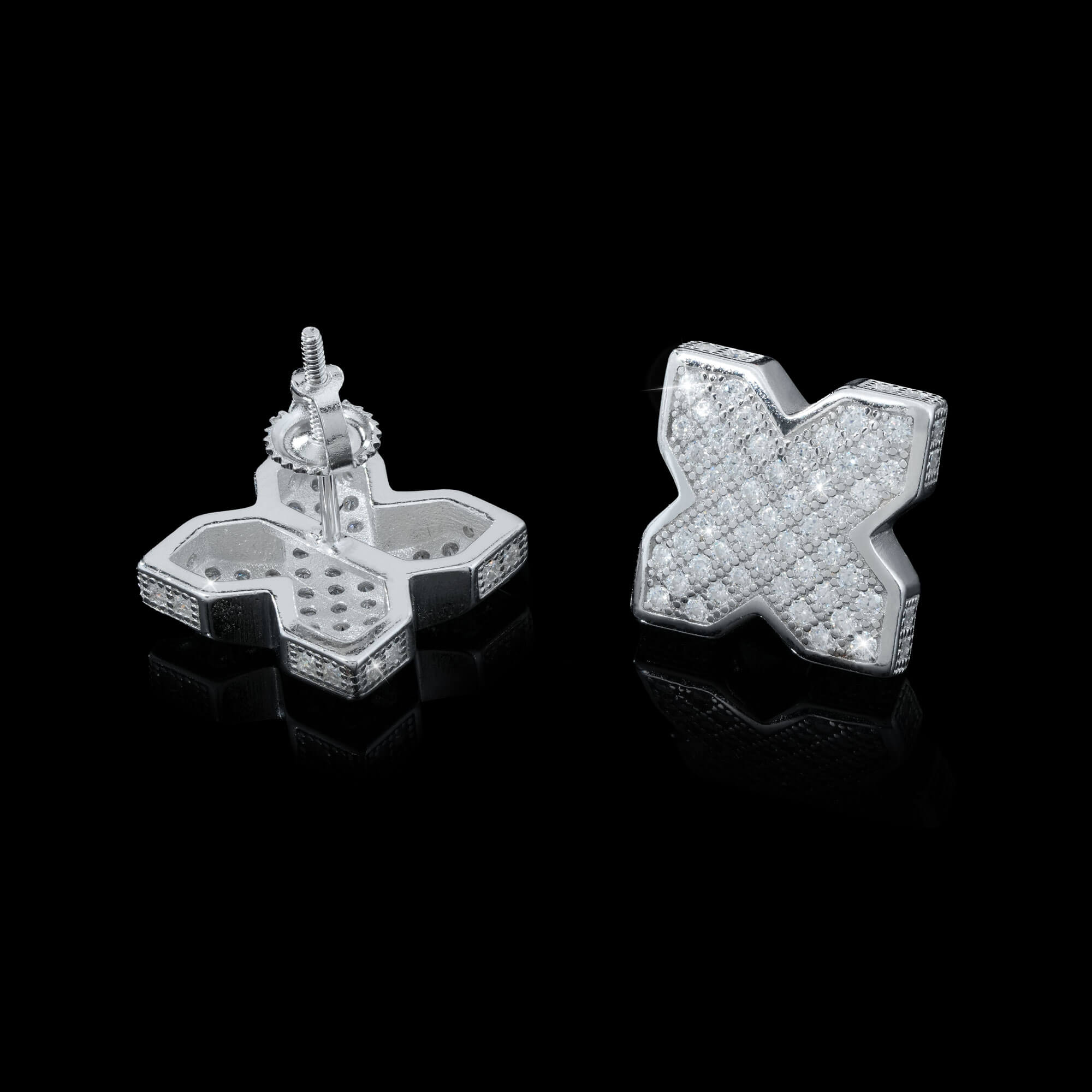Iced X Moissanite Stud Earrings by Sommarnox