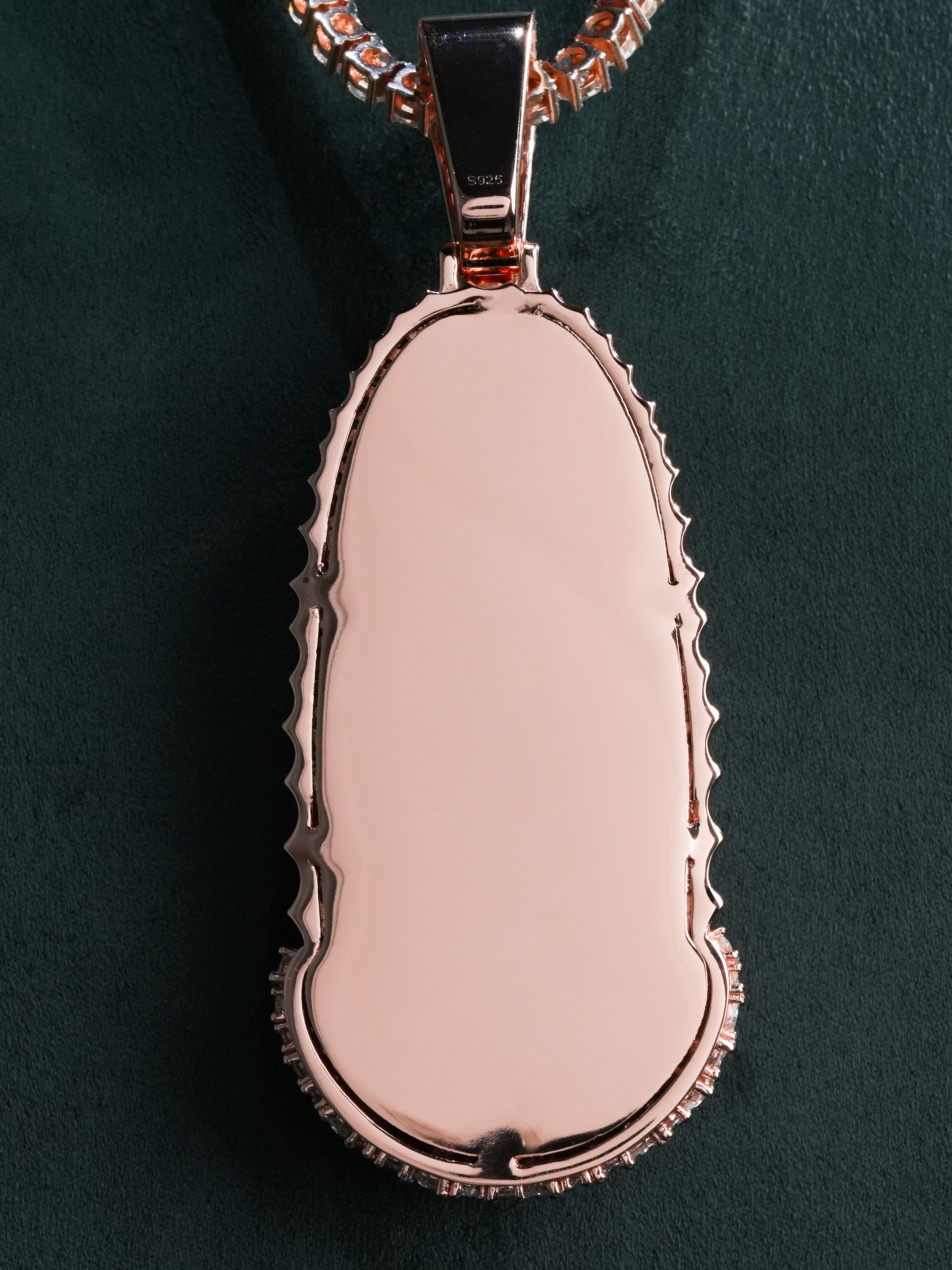 Custom Rose-Tone Finish Iced Out Our Lady of Guadalupe Pendant – alternate product view 11