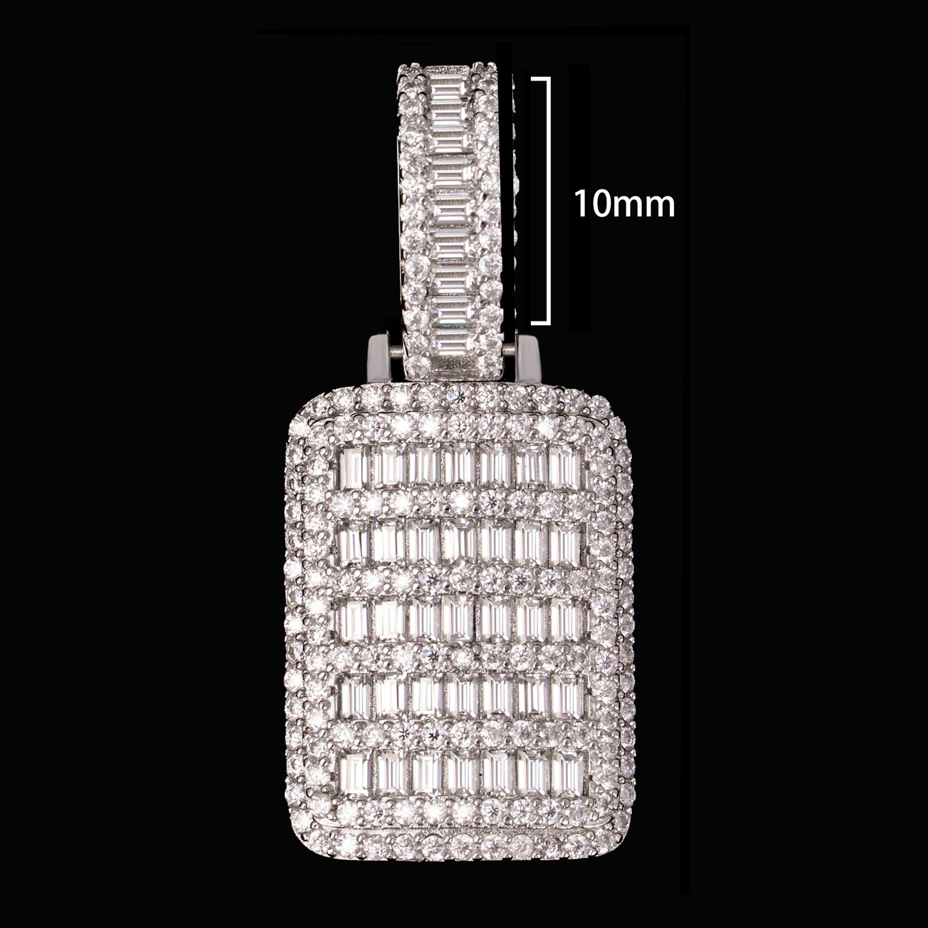 Iced Out Baguette Dog Tag Pendant – Moissanite Hip Hop Necklace Charm – alternate product view 4