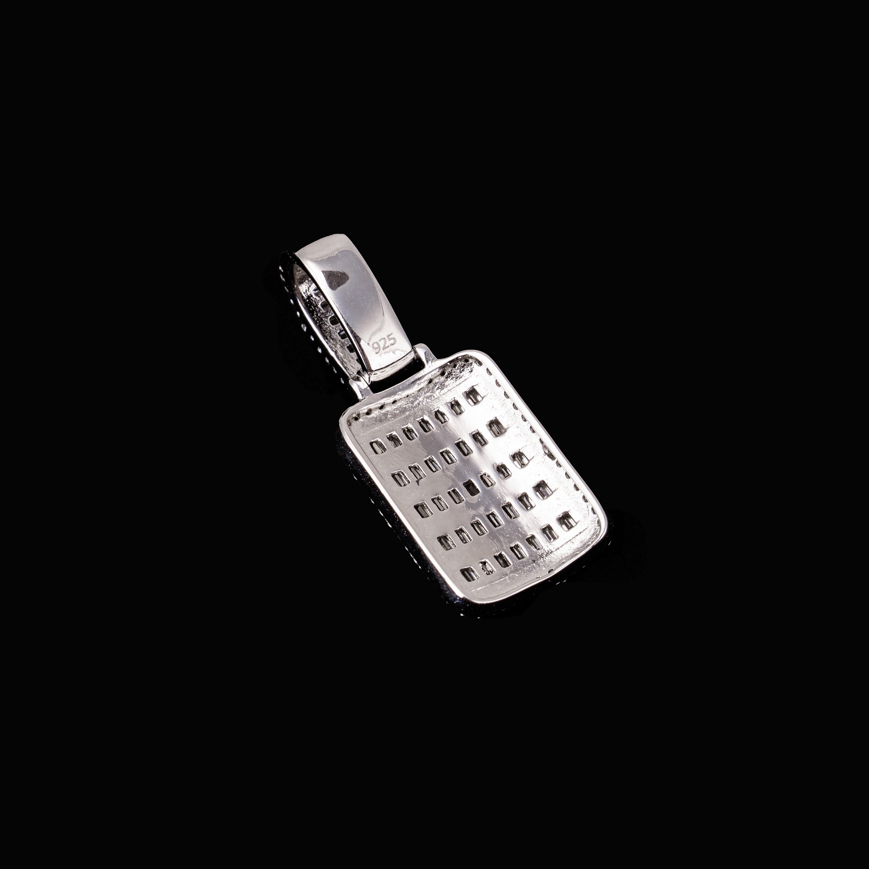Iced Out Baguette Dog Tag Pendant – Moissanite Hip Hop Necklace Charm – alternate product view 8