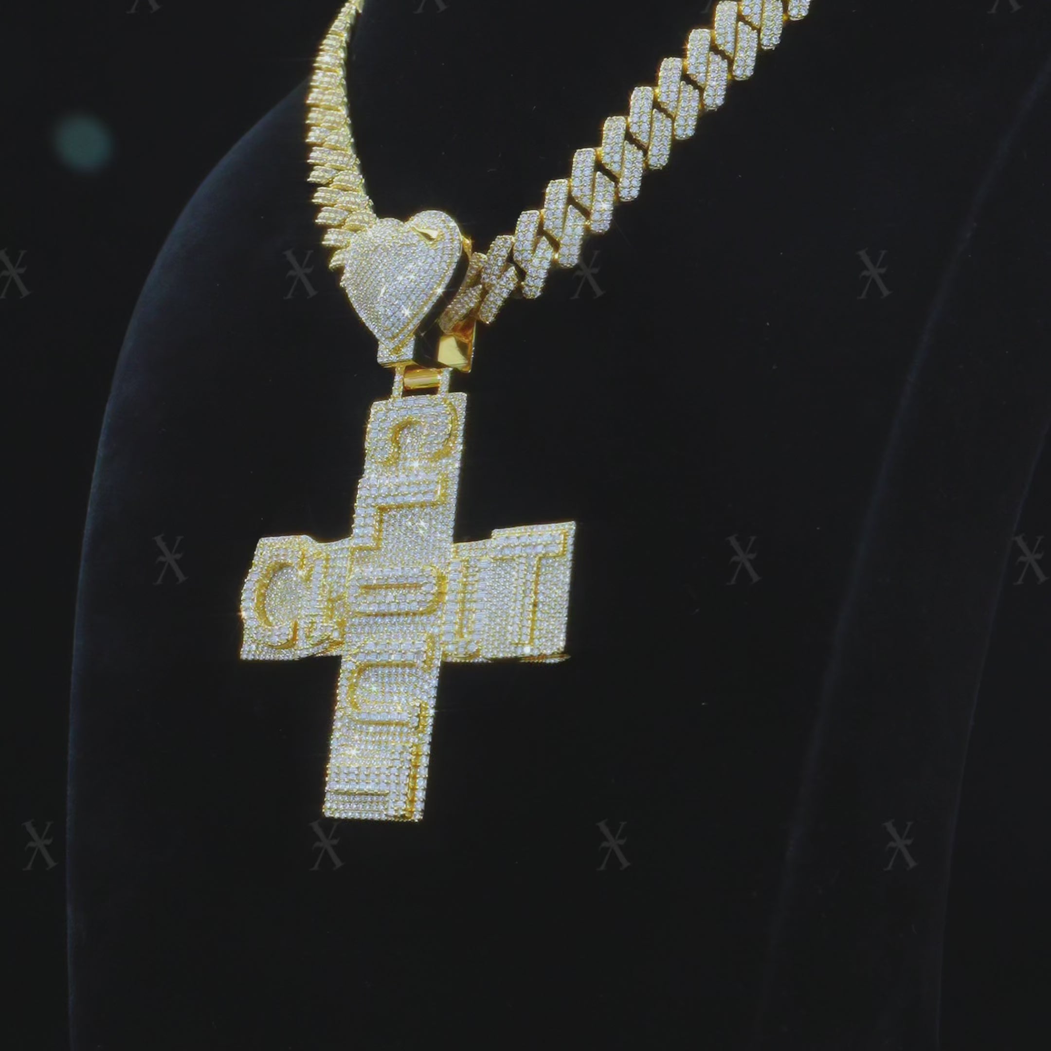 Custom Iced Out Letter Cross Pendant