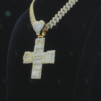 Custom Iced Out Letter Cross Pendant