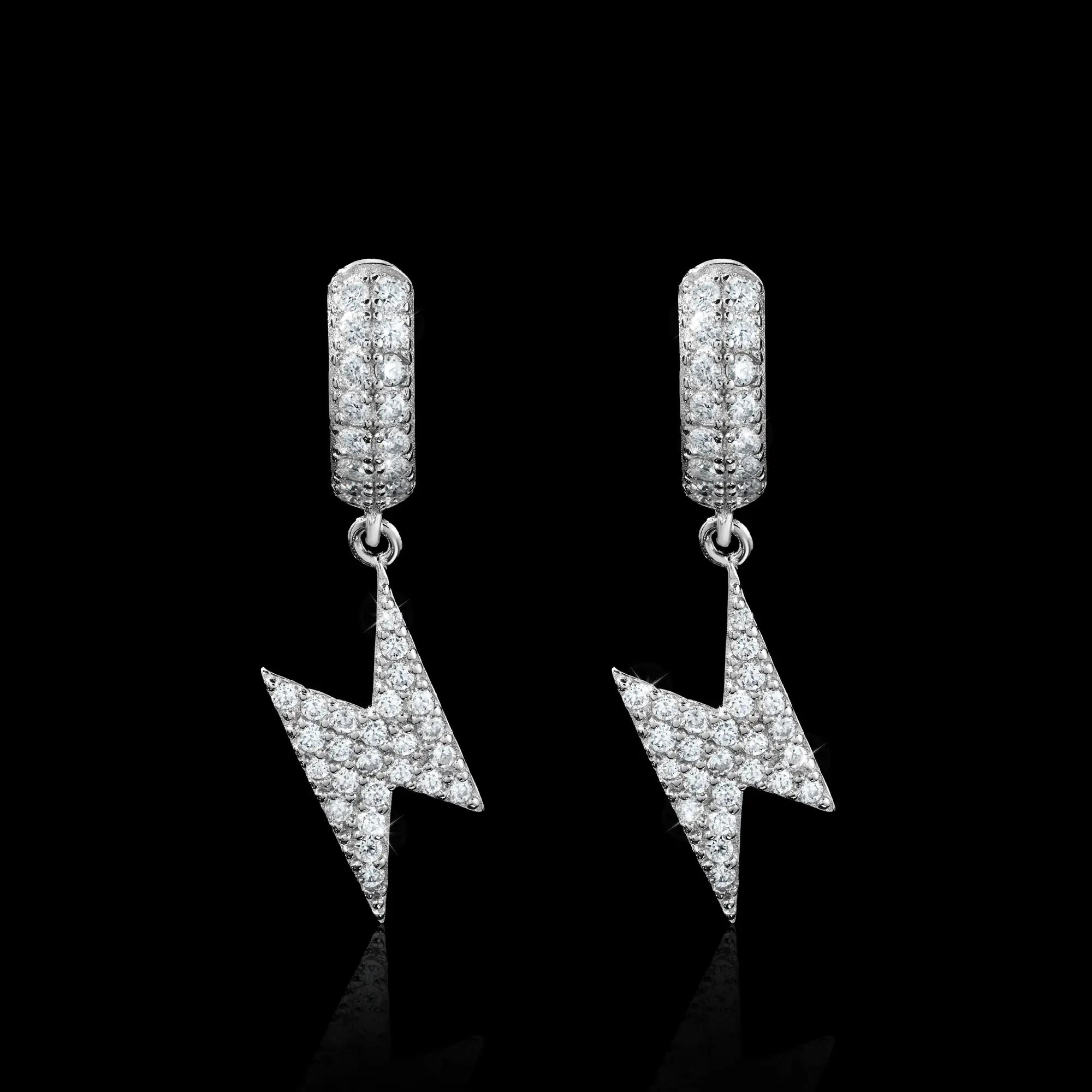 Lightning Bolt Moissanite Huggie Earrings by Sommarnox