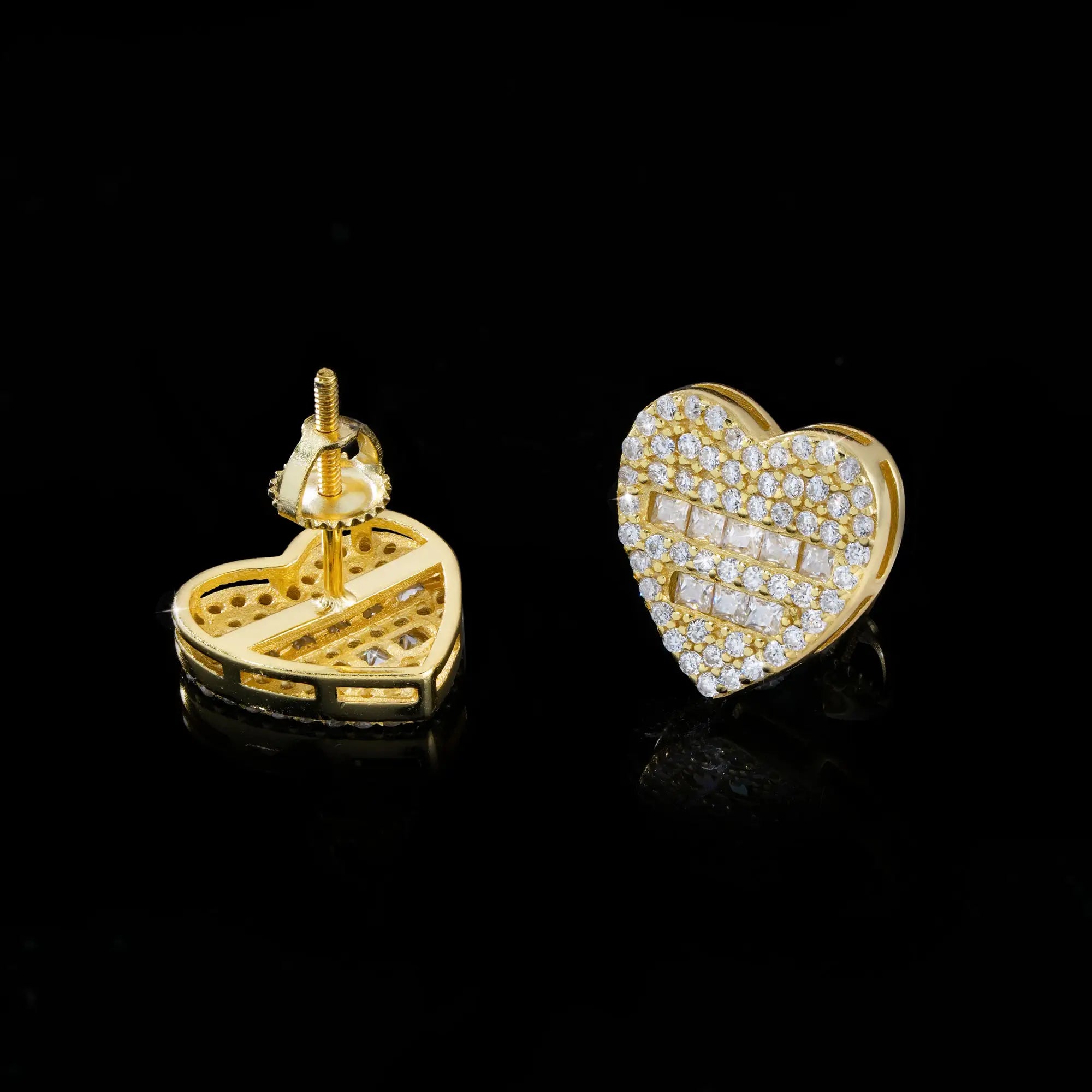 Iced Heart Moissanite Stud Earrings – alternate product view 2