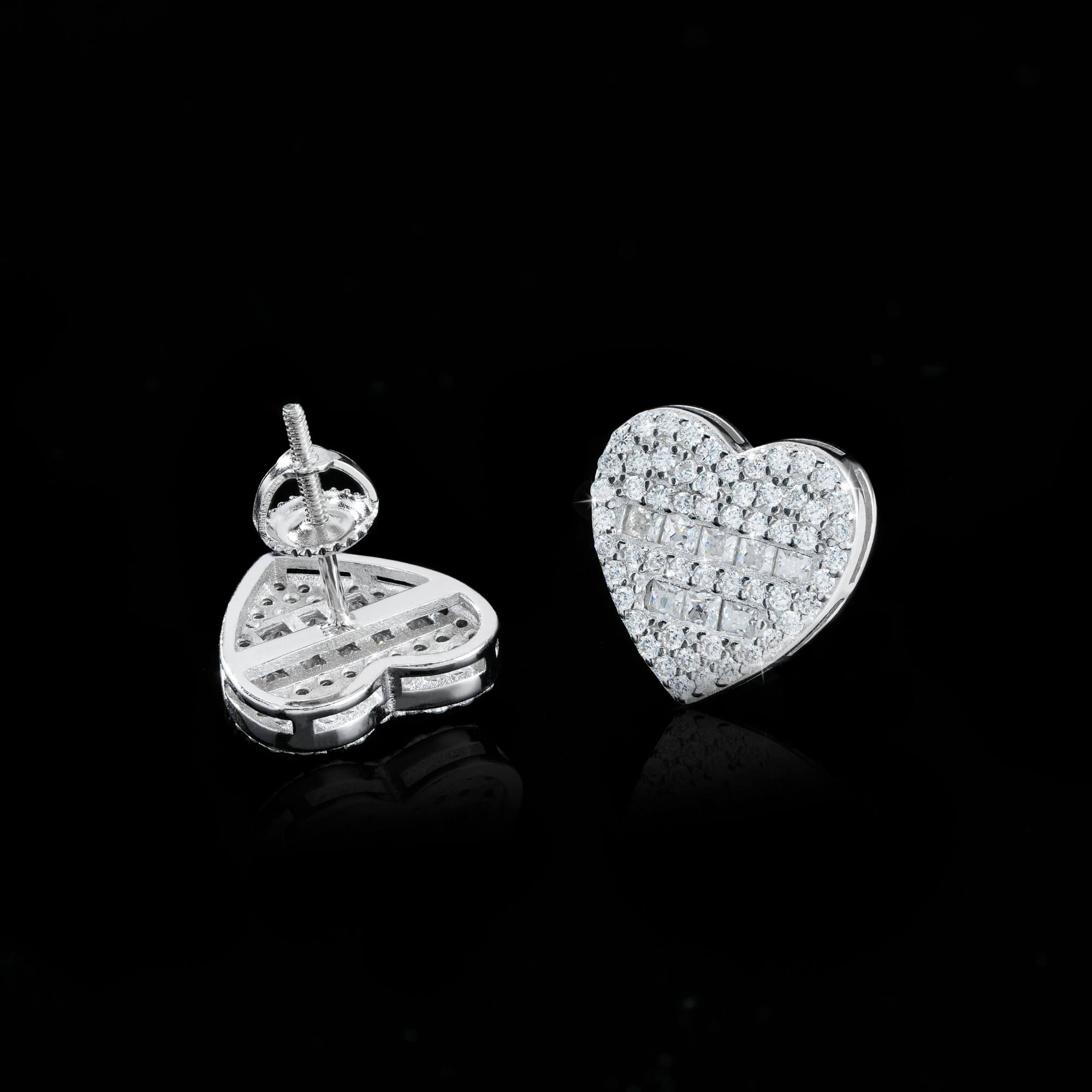 Iced Heart Moissanite Stud Earrings by Sommarnox