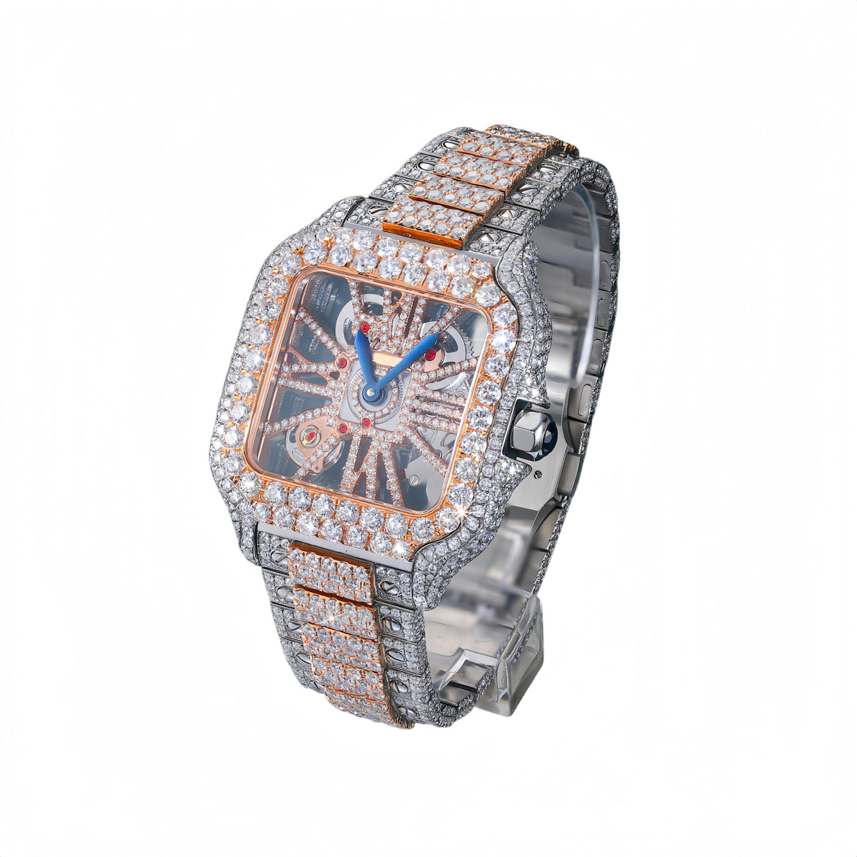 Skeleton Moissanite Watch – Two-Tone Iced Out Luxury Timepiece by Sommarnox