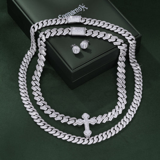 Sommarnox Cross Layer Set — flat lay of copper and CZ jewelry