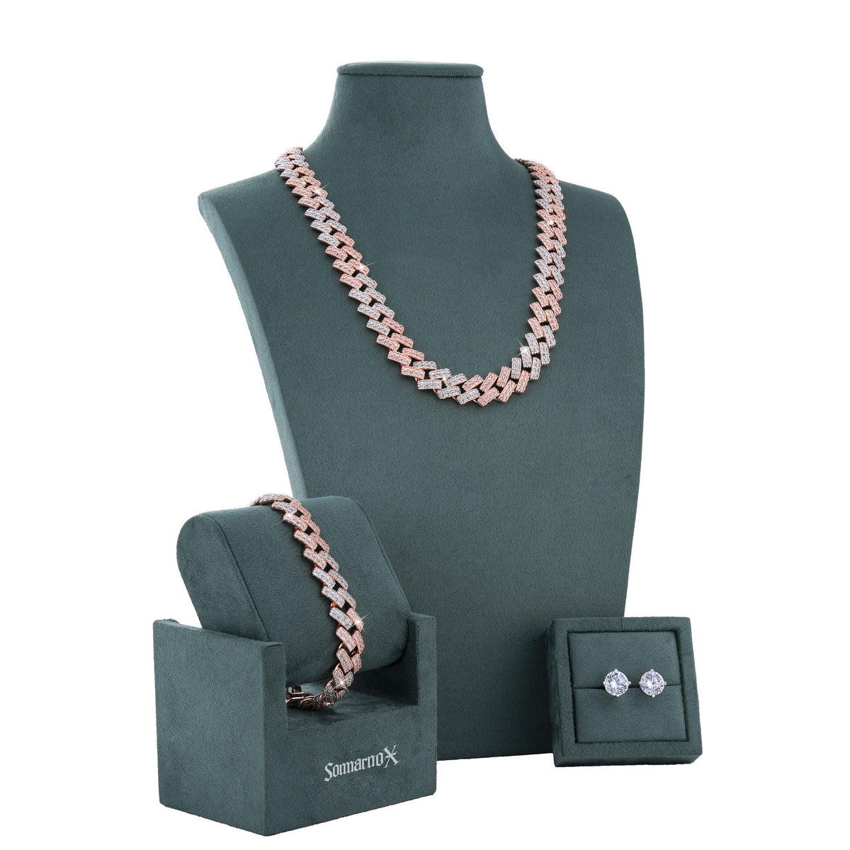 Two-Tone Cuban Chain & Bracelet Set