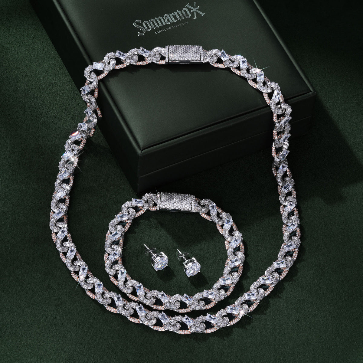 Sommarnox Prism Link Set — copper and CZ jewelry, view 3