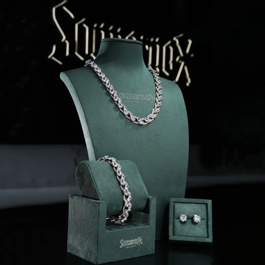 Sommarnox geometric link chain and bracelet set with earrings