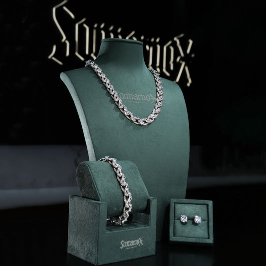 Sommarnox geometric link chain and bracelet set with earrings