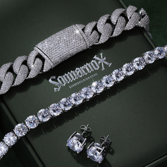 Sommarnox Cuban and Tennis Set — copper and CZ jewelry, view 1