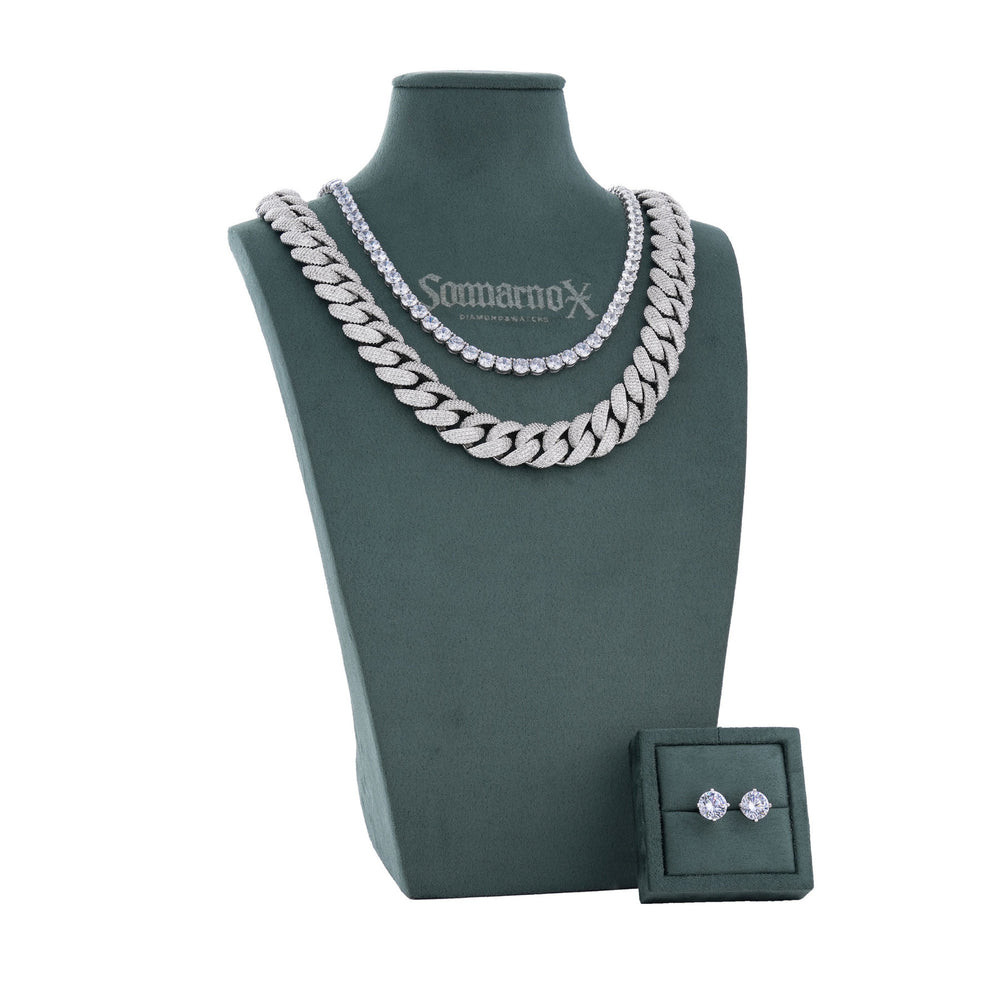 Iced Out Cuban & Tennis 2-Chain Set