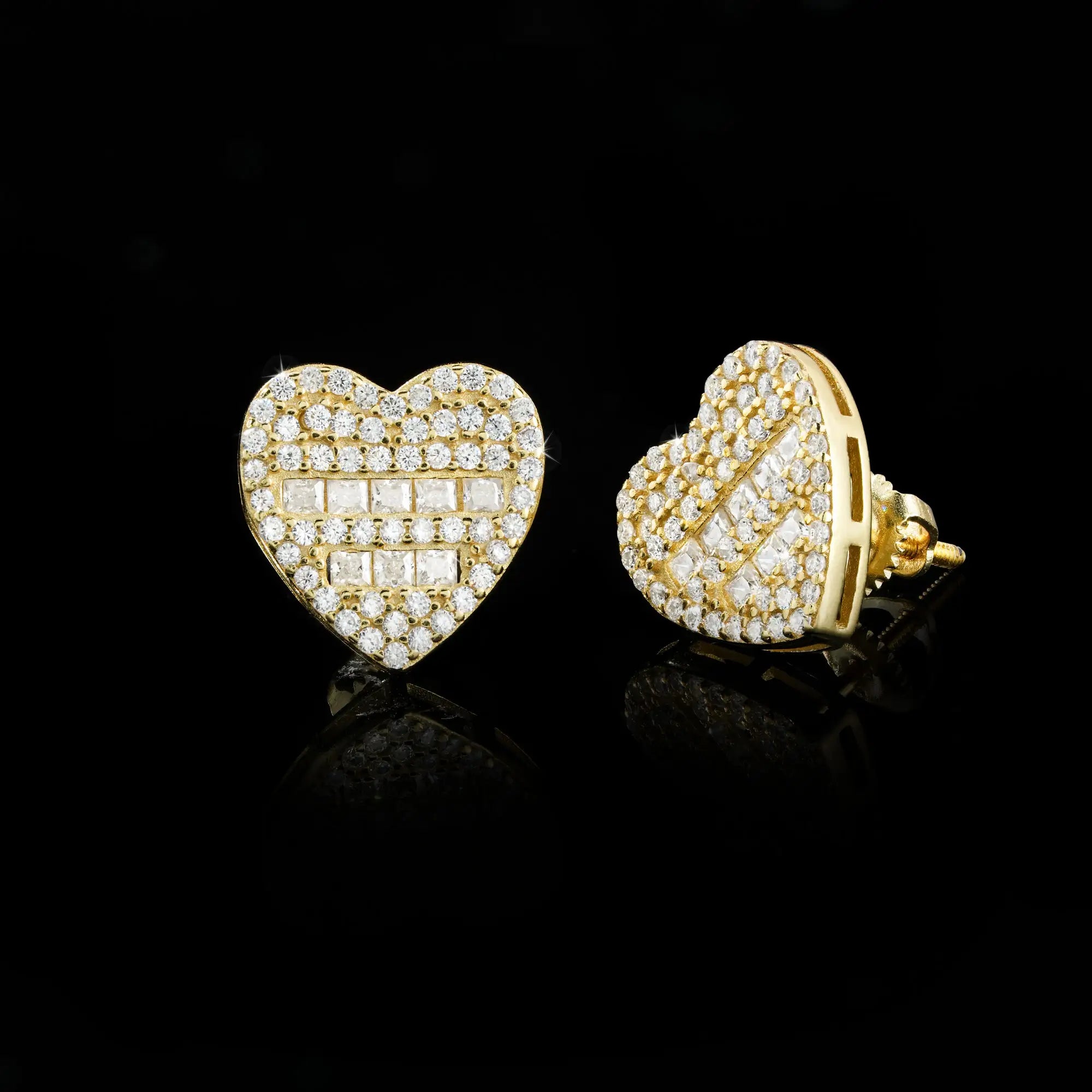 Iced Heart Moissanite Stud Earrings – alternate product view 3