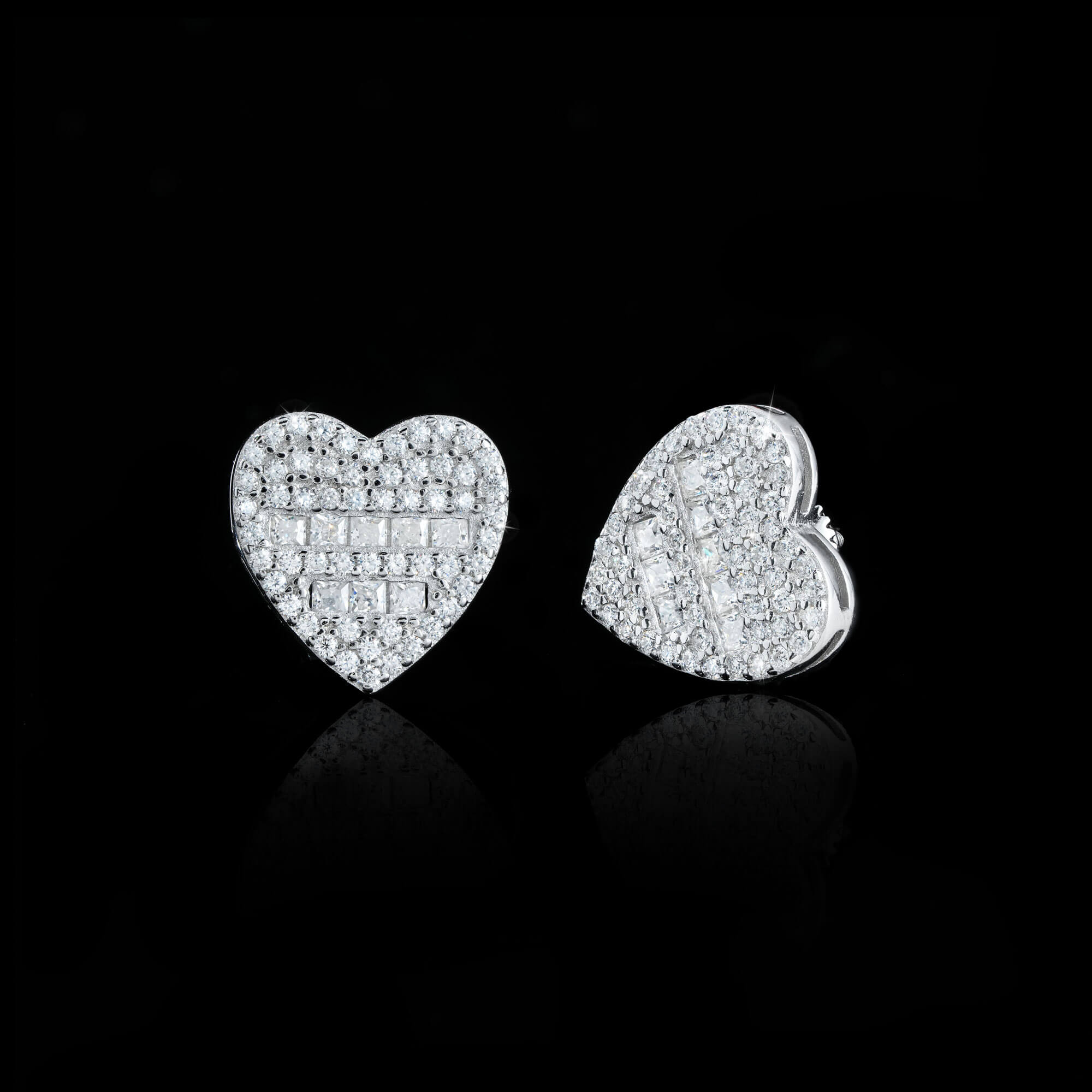 Iced Heart Moissanite Stud Earrings – alternate product view 4